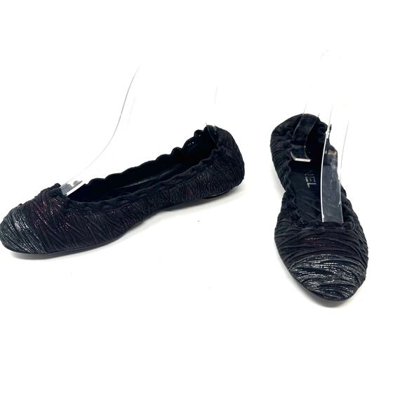 Chanel Black Fabric Ballet Flats with Pink Lurex Thread CC Logo 36.5 Rare Runway - Picture 6 of 12